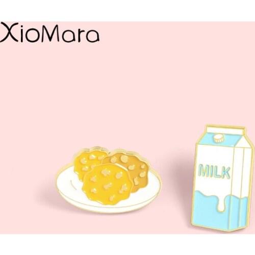 Milk Cookies Enamel Pins Daily Nutritious Breakfast Brooches Badges Clothes Bag Cute Pins Jewelry Gift for Friends