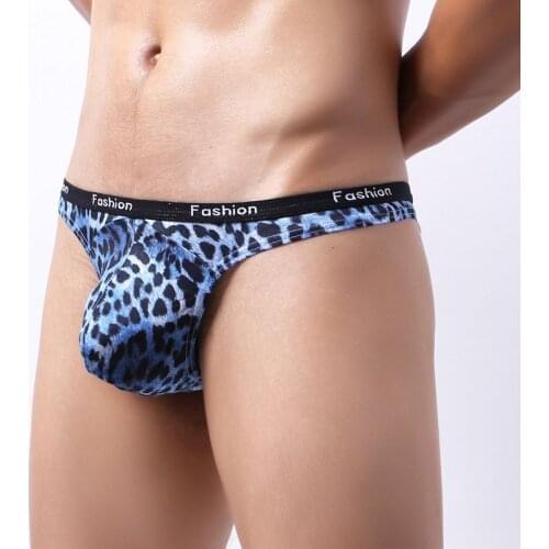 Men Jockstrap Floral Leopard Breathness Underwear GString Thongs Sexy Gay Penis pouch bikini buttocks Hollow thong men underwear