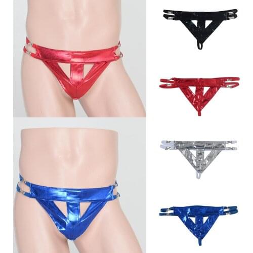 Mens Leather Jockstrap Underwear T-Back G-String Briefs Thong Lingerie