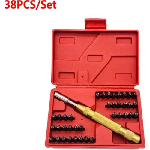 38Pcs/Set Steel Die Metal Stamping Kit Punch Tools Number Letter Alphabet Stamp Tools for DIY Jewelry Gold Silver Leather LOGO