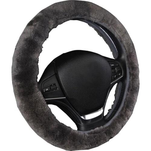 Winter Warm Wool Steering Wheel Cover For 38cm AUTOYOUTH Color Gray Black Funda Volante Car Covers