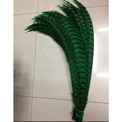 Wholesale 50 pcs rare green golden pheasant tail feather cover 32-36 inches / 80-90 cm show party decoration