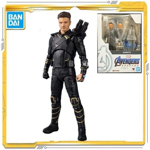 Original Bandai Marvel Avengers: Endgame SHF Hawkeye Anime Action Figur Toy for Child Halloween Gift
