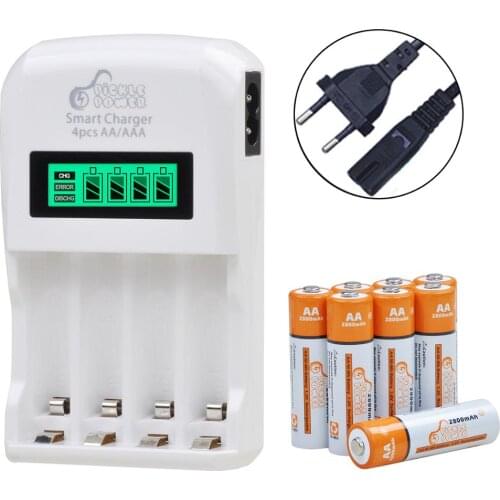 AA AAA Ni-MH Ni-Cd Rechargeable Battery + 4 Slots LCD Display Charger for toys, cameras, flashlights