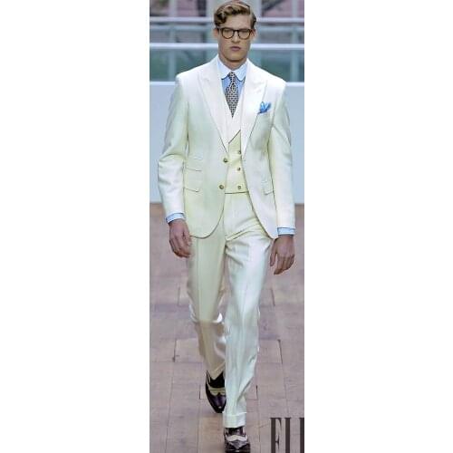 Latest Coat Pant Designs Beige Wedding Men Suit Prom Tuxedo Slim Fit Skinny 3 Piece Groom Suits Custom Blazer Terno Masculino 37