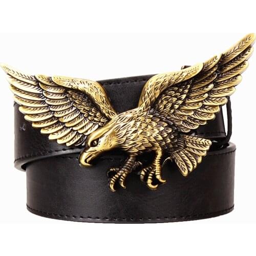 Casual Mens belt Golden Flying eagle belts hawk metal buckle punk rock style trend women decorative belt for men gift