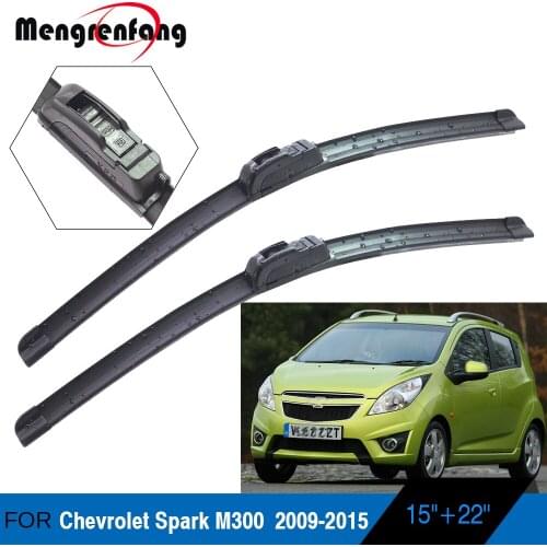 For Chevrolet Spark M300 Car Front Windscreen Wiper Blades Soft Rubber Wiper J Hook Arms 2009 2010 2011 2012 2013 2014 2015