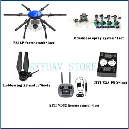 EFT E616P Six-axis 16L/KG Agricultural Spray Drone Frame Kit Brushless Spray system with Hobbywing X8 Power FC VD32 T12 RC Kit