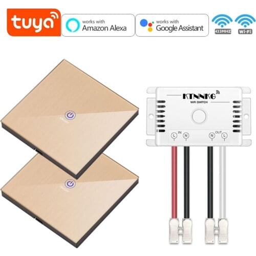 RF433Mhz & Wifi remote control smart switch, Touch transmitter, Life / Tuya APP, can be used with Alexa Google Home