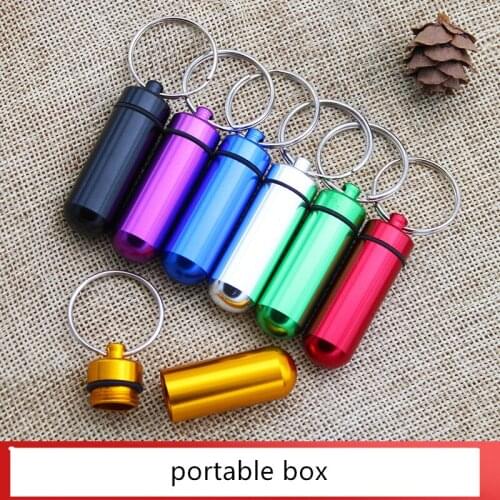1 Pcs Multicolor Waterproof Aluminum Box Case Bottle Cache Drug Holder Medicine Keychain Container Outdoor Accessories