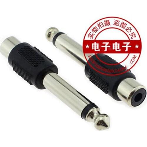 100pcs 6.5 plug to lotus female AV seat audio adapter mono to RCA FM microphone 6.35mm