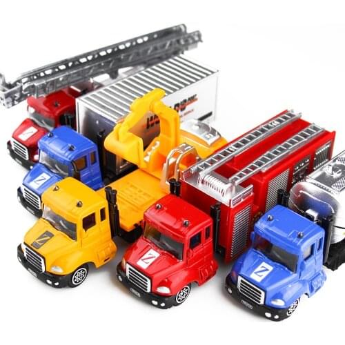12 cm mini alloy models toys children model truck excavator sanitation car transport express car toys Can open the window