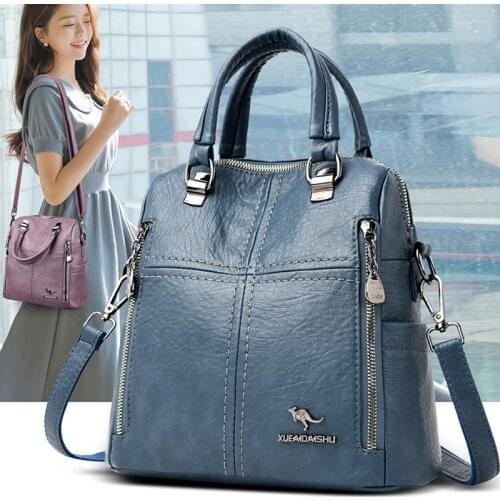 2020 Hot High Quality Leather Backpack Women Shoulder Bags Multifunction Travel Backpack School Bags for Girls Bagpack Mochila