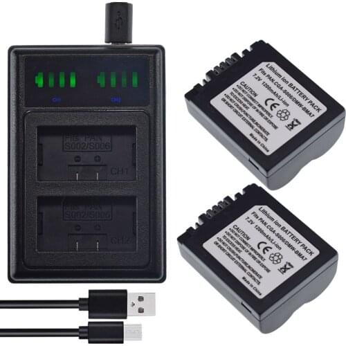 2x Battery + USB Dual Charger for Panasonic Lumix DMC-FZ8 FZ7-K FZ38 FZ28K FZ18 FZ50S FZ30 FZ35 CGA-S006E S006