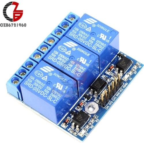 3.3V 5V 3 Channel Relay Module 5mA With Optocoupler Isolation Compatible Signal