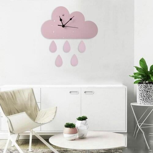 70% Dropshipping!Nordic Wooden Cloud Raindrop Shaped Wall Clock Kids Room Decor Baby Gender Neutral Wall Clock Room Decor