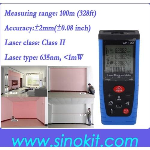 Free Shipping 100m Digital Laser Distance Meter Rangefinder Tape Measure Tool Range Finder CP-100