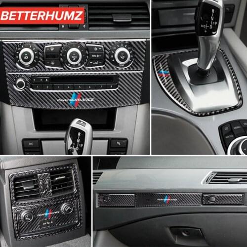 BETTERHUMZ Carbon Fiber Interior Frame Trim For BMW E60 5 Series 2004-2010 Center Console CD Panel Decals Sticker Accessories
