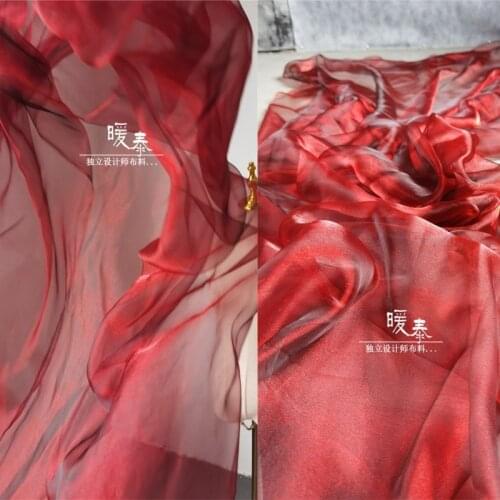 High-end Tulle Fabric Fluorescent Red Hazy Feeling Gloss DIY Veil Flower Background Decor Hanfu Skirt Dress Designer Fabric