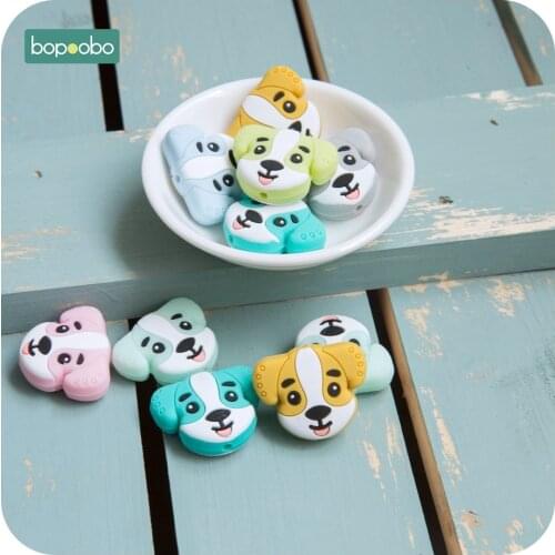 Bopoobo 5pc Baby Nursing Accessories Silicone Beads Food Grade Teether BPA Free Dog Jewelry Bracelet Crib Toys Baby Teether Gift