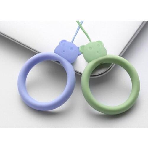 Cartoon Bear Universal Lanyard for Mobile Phone Strap Rope Hanging Buckle Liquid Silicone Finger Phone Rope Accessories