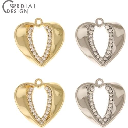 Cordial Design 50Pcs 21*21MM Rhinestone Pendants/Heart Shape/DIY/Jewelry Accessories/Hand Made/Jewelry Findings & Components
