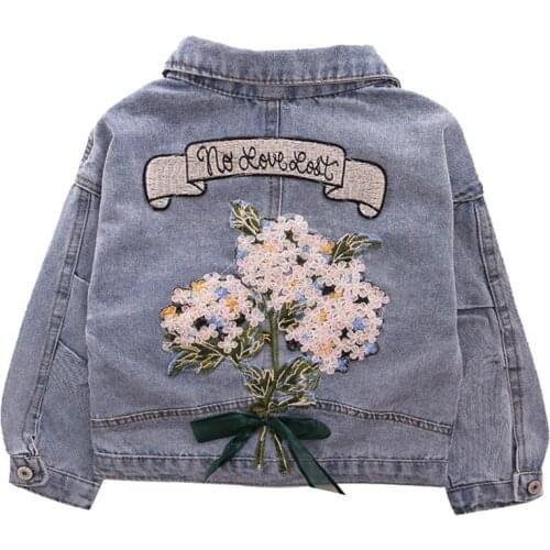 2020 Baby Girl Fashion Flower Denim Jacket Coat Boys Kids Spring Autumn Children Overcoats Outfit