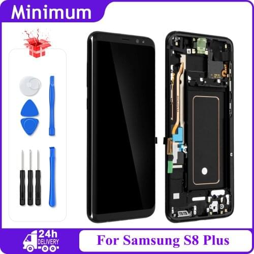 Original AMOLED For Samsung Galaxy S8 Plus G955 G955F G955U LCD Display Touch Screen Digitizer Assembly With Frame