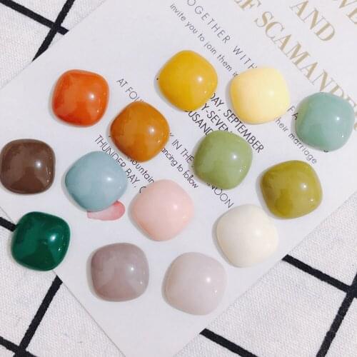DIY new square candy color solid color earrings fashion patch earrings earrings material accessories 10pcs