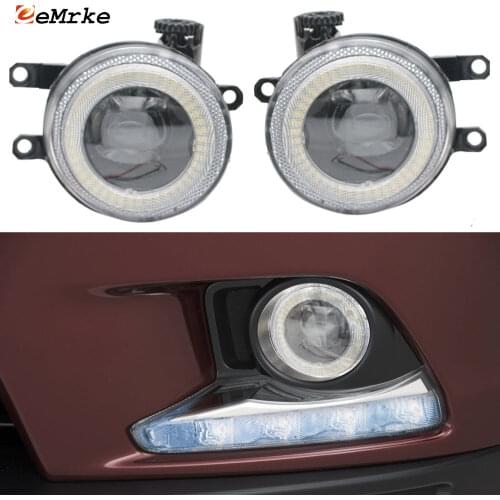 2 PCS LED Angel Eye Daytime Running Lights DRL with Cut-Line Lens Fog Lights for Toyota Kluger Highlander XU50 2015 2016
