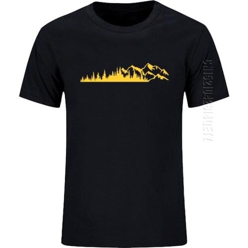 Mountain Tree Tshirt Mountain Forest Hiking Print T-Shirt Tops Tees Oversized Funny T-Shirts Crew Neck Cotton Mens Clothing