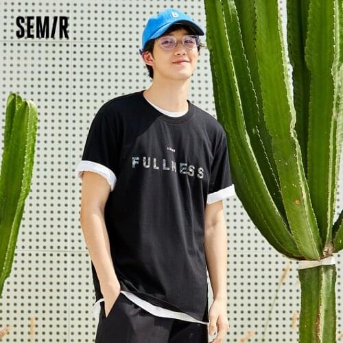 SEMIR Short Sleeve T-Shirts Men 2021 Summer New MenS Trend Reflective White T Shirt Man Loose Boys Tops Style