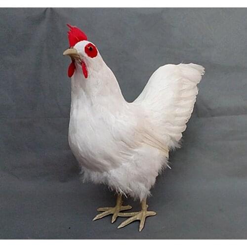White simulation chicken toy resin&fur big cock model gift about 42x40cm 1080