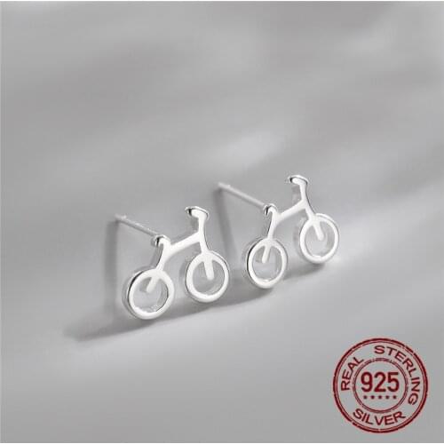 INEFFA Real 925 Sterling Silver Earring Bicycle Knot Screw Stud Earrings for Women Girls Casual Cloth Fashion Silver Jewelry