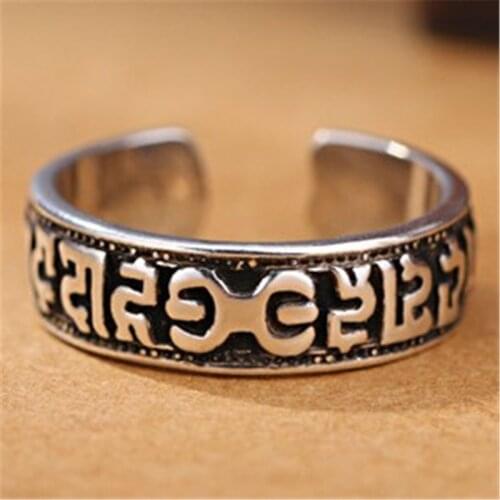 Miuoxion Retro Six-Character Proverbs Ring Personality Punk Party Jewelry For Women Feature Namour Charm Gift All Seasons