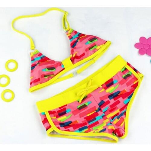 Girls Bikini Set Cute Flower Pattern Split Bikini Swimwear Lovely Bikini Biquini Infantil Menina Two Pieces Baby Bathing Suits