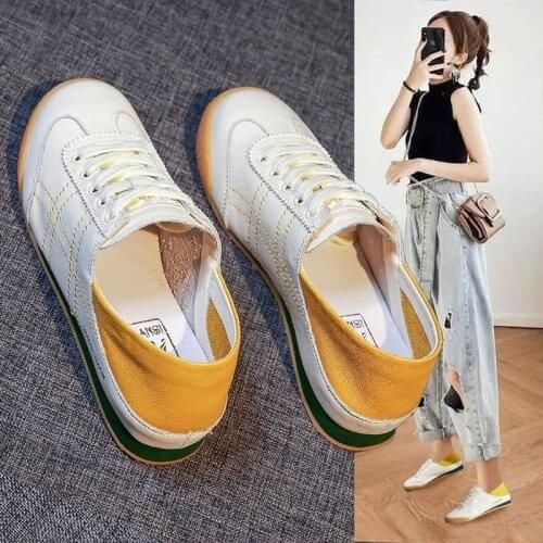 Fashion Forrest Gump Two Wear Soft Leather Small White Shoes Womens New Soft Soles Soft Top Casual Shoes Summer Shallow Sneaker