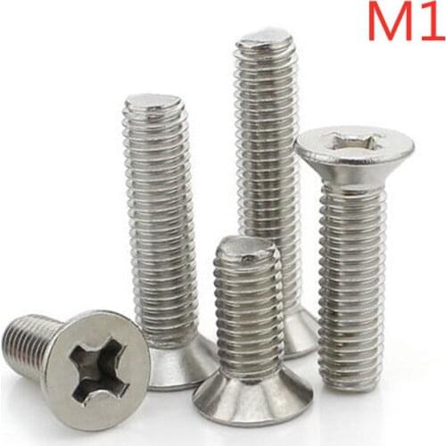 M1*2/2.5/3/4/5/6/7/8/10 Stainless steel countersunk head flat philips machine screw KM1