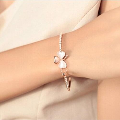 Fashion Women Jewelry Flower Crystal Charm Cuff Bangle Bracelet Gift