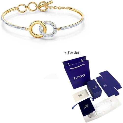 Fashion Swa New Stone Transfer Beads Double Circle Gold Bracelet For Ladies Elegant And Romantic High-End Jewelry Gifts