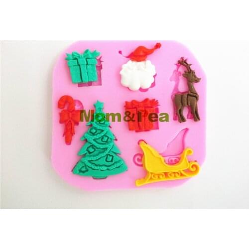 Mom&Pea 0343 Free Shipping Christmas Related Silicone Mold Cake Decoration Fondant Cake 3D Mold Food Grade Silicone Mould