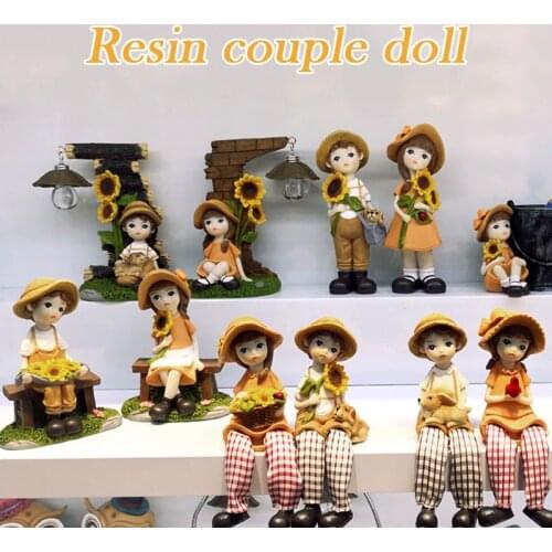 Cartoon Resin Decoration Living Room Garden Doll Resin Doll Couple Decoration Car Interior Decoration Furniture TN88