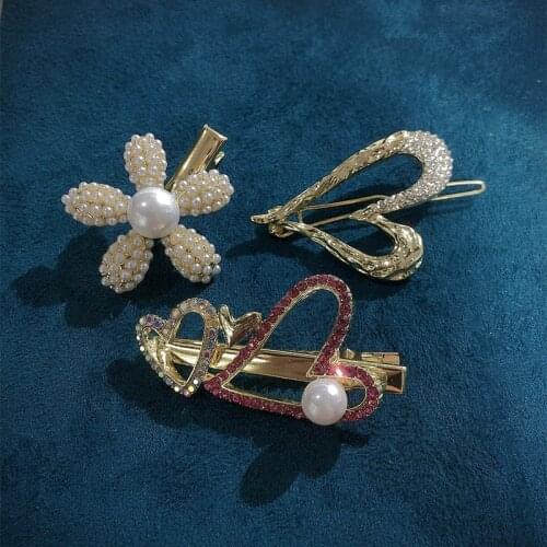 Muylinda Fashion Geometric Rhinestone Pearl Hairpin Set Ladies Sweet Golden Hair Pin Clips Forks Sticks Women Gift Party Daily