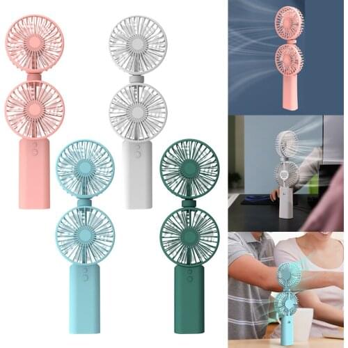 USB Desk Fan, Quiet Outdoor Hand Held Fan with Double Cooler, Small Office Desktop Table Fan, Mini Room Personal Fan for Office