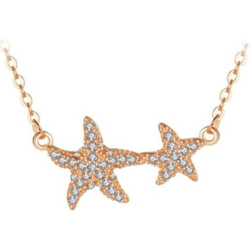 SILVERHOO 925 Sterling Silver Shiny Sea Star Pendant Necklaces For Women Trendy Cubic Zirconia Choker Necklace Fine Jewelry Gift