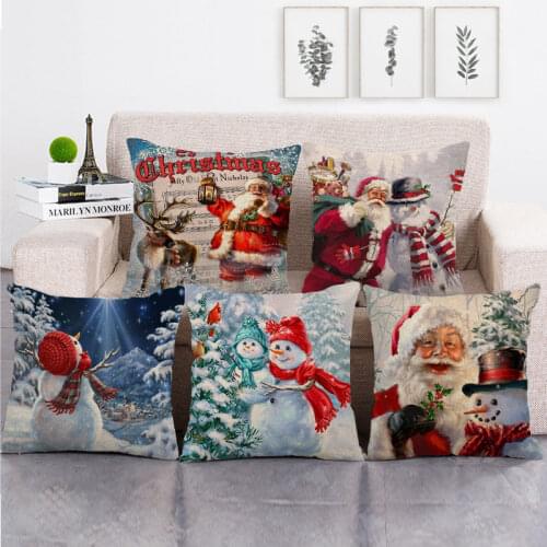 45cm*45cm christmas santa design linen/cotton throw pillow covers couch cushion cover home decor pillow