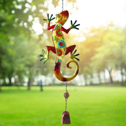 Garden Metal Wind Chimes Gecko Bells Wall Hanging Ornament Glass Window Animal Insect Hangings Pendant Home Decor
