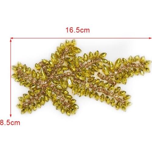 Dress Wedding Embroidery Bling Beaded Bodice 3d Crystal Rhinestone Applique Patches WRA-1037