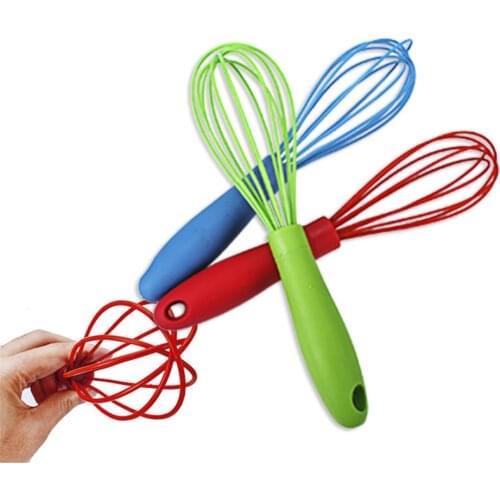 Egg Beater Mixer Silicone Whisk Milk Cream Frother Flour Stirrer Rotary Egg Agitator Kitchen Baking Tools