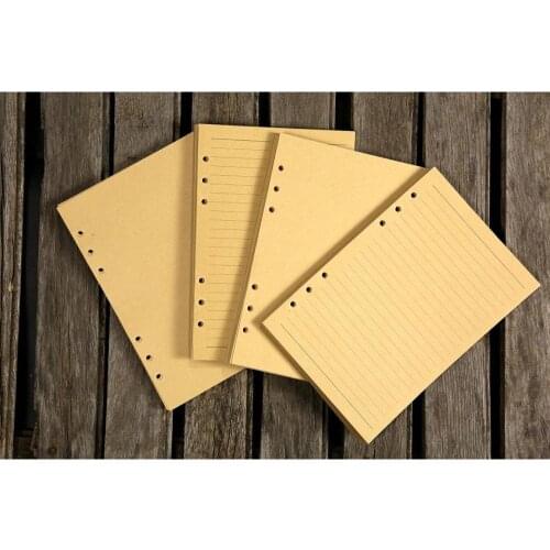 Refill kraft Paper 6 Hole Refill For leather journal planner / A5 A6 planner inserts 80 sheets (160 pages)
